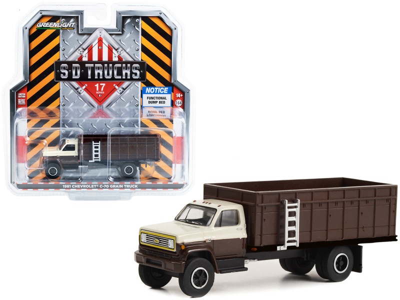 1981 Chevrolet C-70 Grain Truck Brown And Tan With Brown Bed "S.D. Trucks" Series 17 1/64 Diecast Model Car By Greenlight