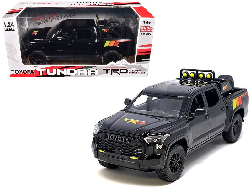 2023 Toyota Tundra Trd 4X4 Pickup Truck Black With Trd Stripes With Sunroof And Wheel Rack Limited Edition To 2400 Pieces Worldwide 1/24 Diecast Model Car