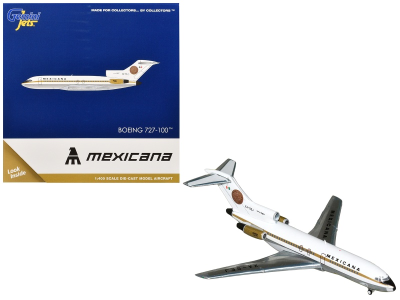 Boeing 727-100 Commercial Aircraft "Mexicana De Aviacion" (Xa-Sej) White With Gold Stripes 1/400 Diecast Model Airplane By Geminijets