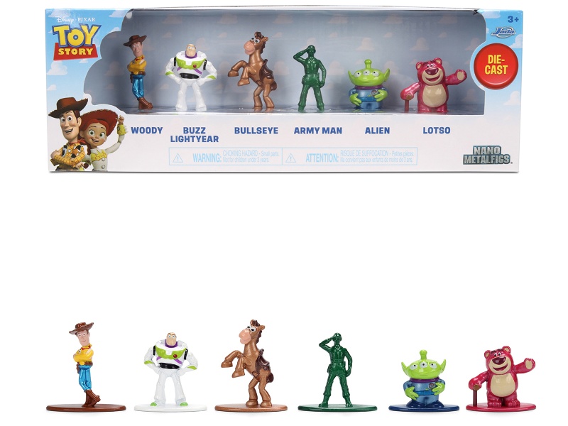 Set Of 6 Diecast Figures "Toy Story" Movie Franchise "Nano Metalfigs" Series Diecast Models By Jada
