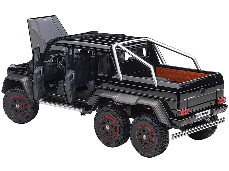 Mercedes Benz G63 Amg 6X6 Gloss Black With Carbon Accents 1/18 Model Car By Autoart