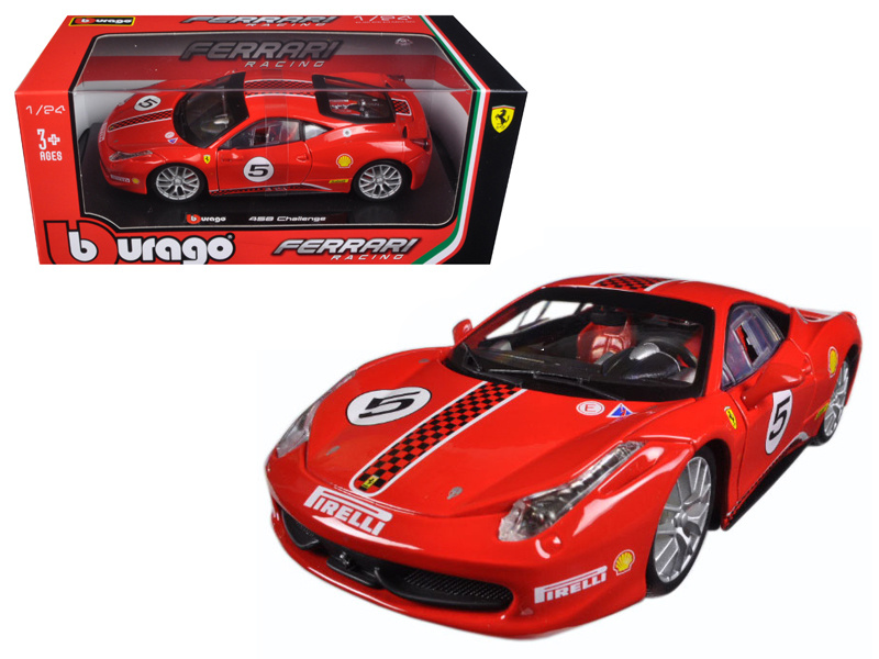 Ferrari 458 Challenge #5 Red 1/24 Diecast Model Car By Bburago