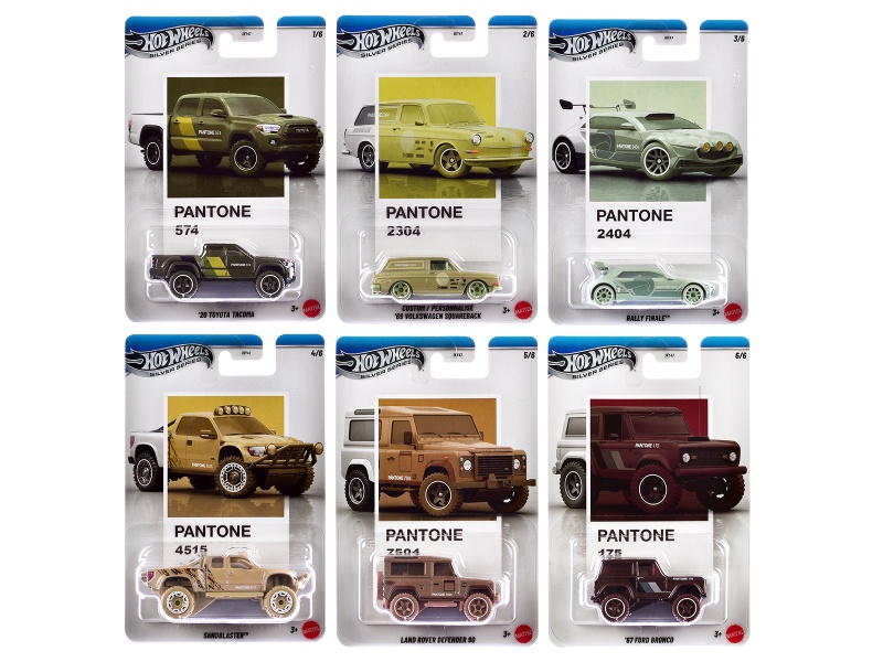 "Pantone" 10 Piece Set B "Silver Series" Diecast Model Cars By Hot Wheels