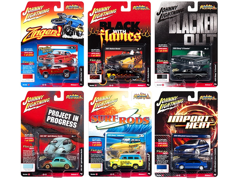 Street Freaks 2018 Release 4 Set A Of 6 Cars 1/64 Diecast Models By Johnny Lightning