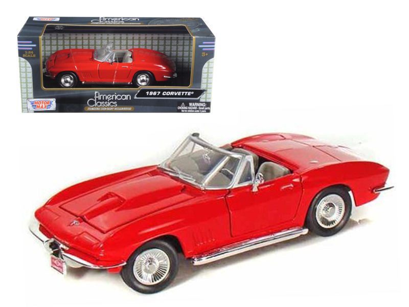 1967 Chevrolet Corvette Convertible Red 1/24 Diecast Model Car By Motormax