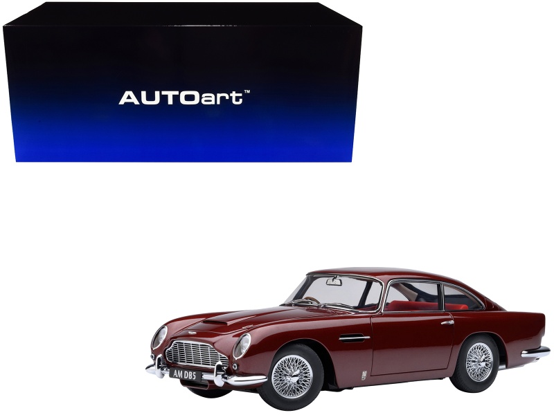 Aston Martin Db5 Rhd (Right Hand Drive) Dubonnet Rosso Red Metallic 1/18 Model Car By Autoart