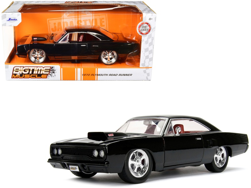 1970 Plymouth Road Runner 440 Black With Red Interior "Bigtime Muscle" Series 1/24 Diecast Model Car By Jada