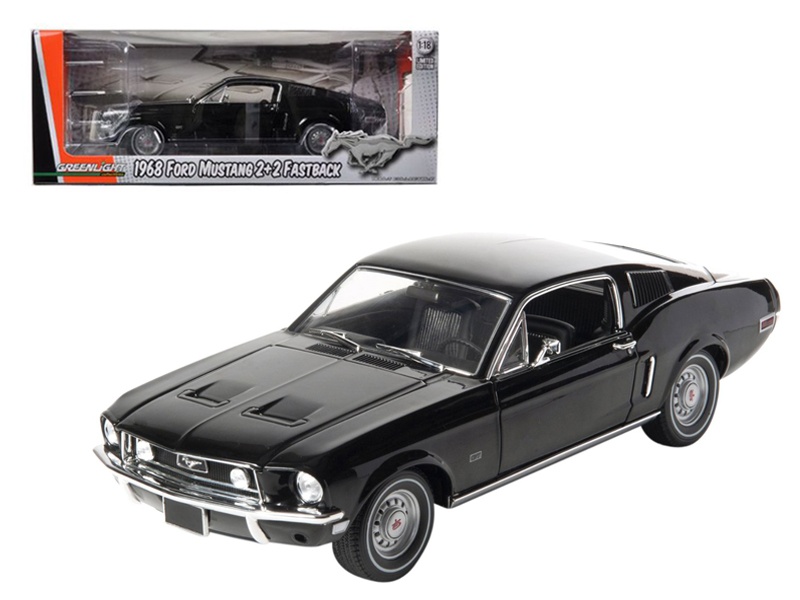 1968 Ford Mustang Gt 2+2 Fastback Black Limited Edition 1 Of 1800 Produced Worldwide 1/18 Diecast Model Car By Greenlight