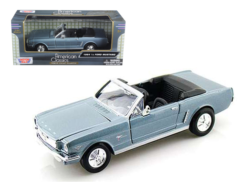 1964 1/2 Ford Mustang Convertible Light Blue 1/24 Diecast Model Car By Motormax