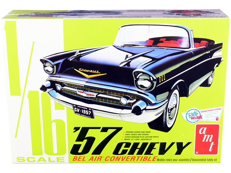 Skill 3 Model Kit 1957 Chevrolet Bel Air Convertible 2-In-1 Kit 1/16 Scale Model By Amt