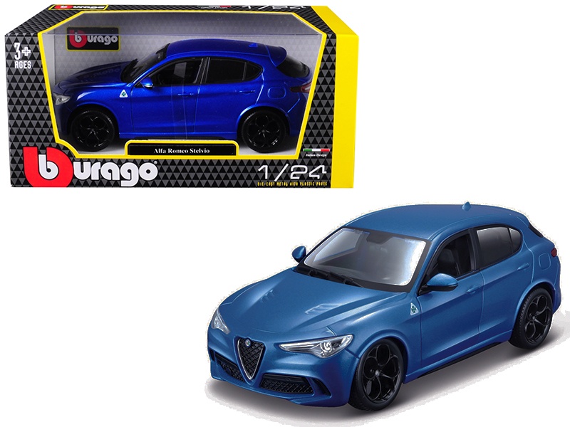 Alfa Romeo Stelvio Quadrifoglio Blue 1/24 Diecast Model Car By Bburago