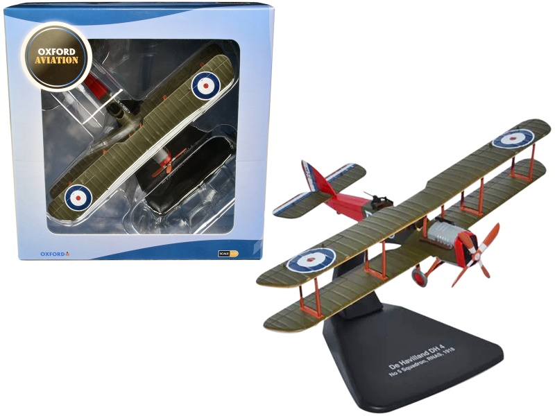 De Havilland Dh4 Bomber Plane "5 Squadron Royal Naval Air Service" (1918) "Oxford Aviation" Series 1/72 Diecast Model Airplane By Oxford Diecast