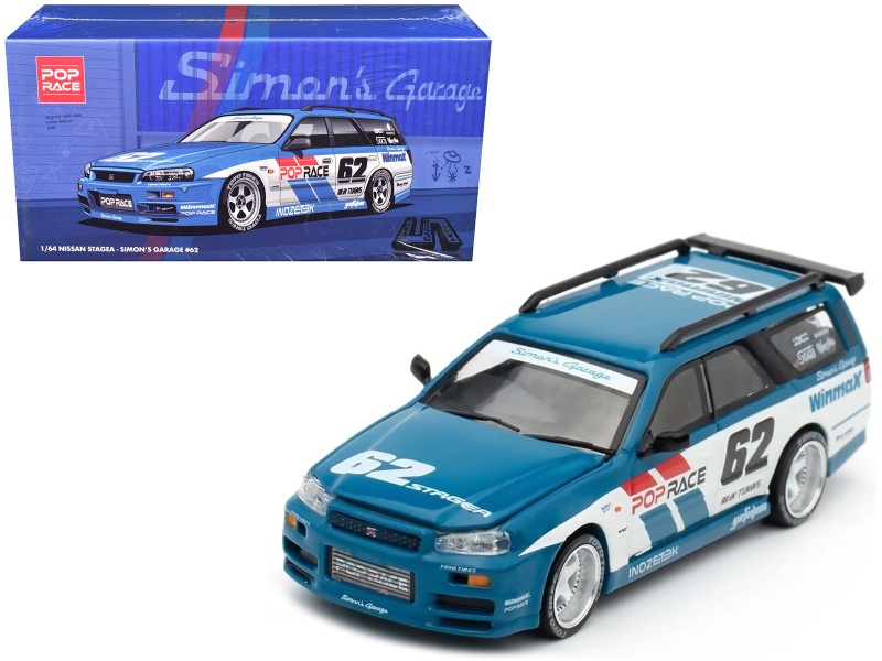Nissan Stagea RHD #62 "Simon's Garage" 1/64 Diecast Model Car