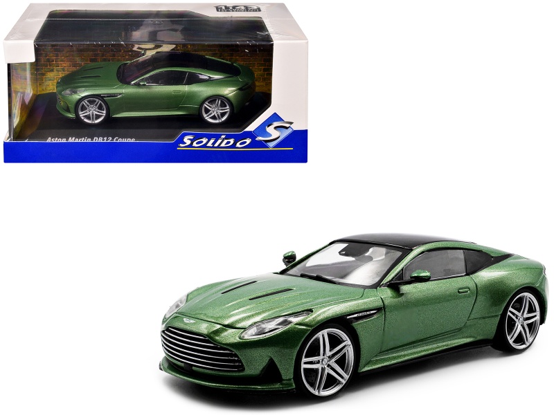2023 Aston Martin Db12 Coupe Iridescent Emerald Metallic With Black Top 1/43 Diecast Model Car By Solido
