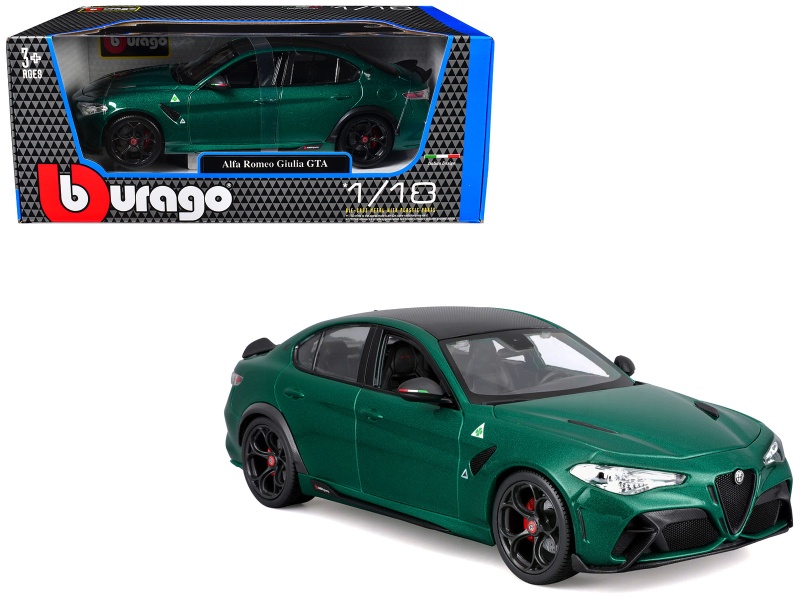 Alfa Romeo Giulia GTA Green Metallic 1/18 Diecast Model Car by Bburago