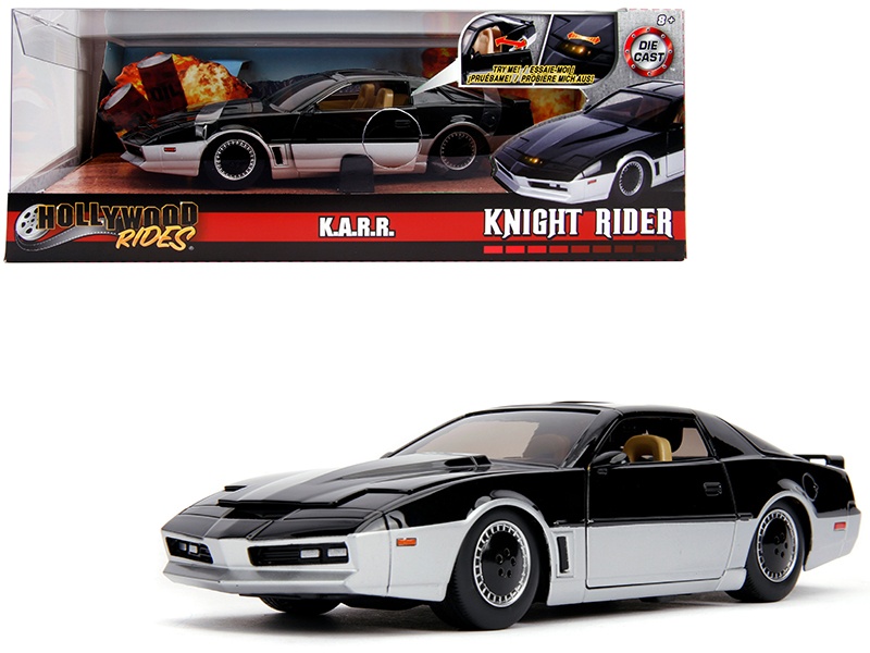 K.A.R.R. Black And Silver With Light "Knight Rider" (1982) Tv Series "Hollywood Rides" Series 1/24 Diecast Model Car By Jada