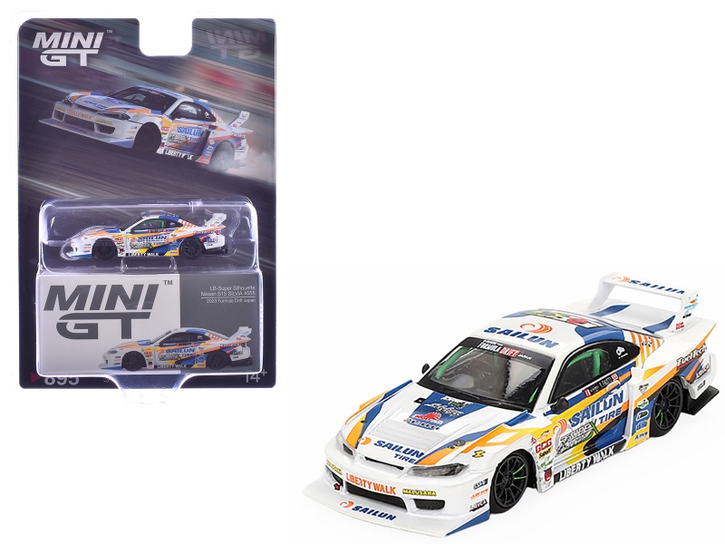 Nissan "Lb-Super Silhouette" S15 Silvia Rhd (Right Hand Drive) #555 Yukio Fausto "Formula Drift Japan" (2023) Limited Edition 1/64 Diecast Model Car By Mini Gt