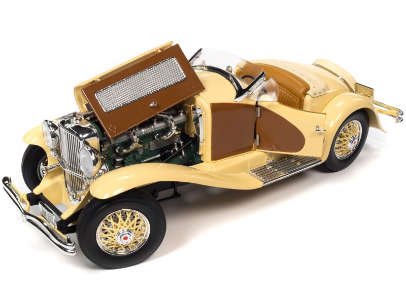 1935 Duesenberg Ssj Speedster Yukon Gold And Chocolate Brown 1/18 Diecast Model Car By Auto World