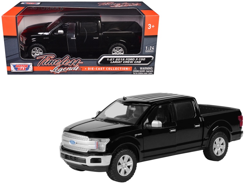2019 Ford F-150 Lariat Crew Cab Pickup Truck Black 1/24-1/27 Diecast Model Car By Motormax