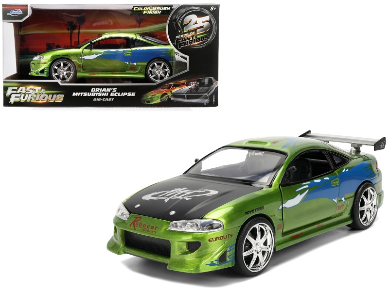 Brian's Mitsubishi Eclipse Green Brush Finish 1/24 Diecast Model Car