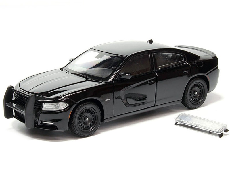 2016 Dodge Charger Pursuit Police Interceptor Black Unmarked "Police Pursuit" Series 1/24 Diecast Model Car By Welly