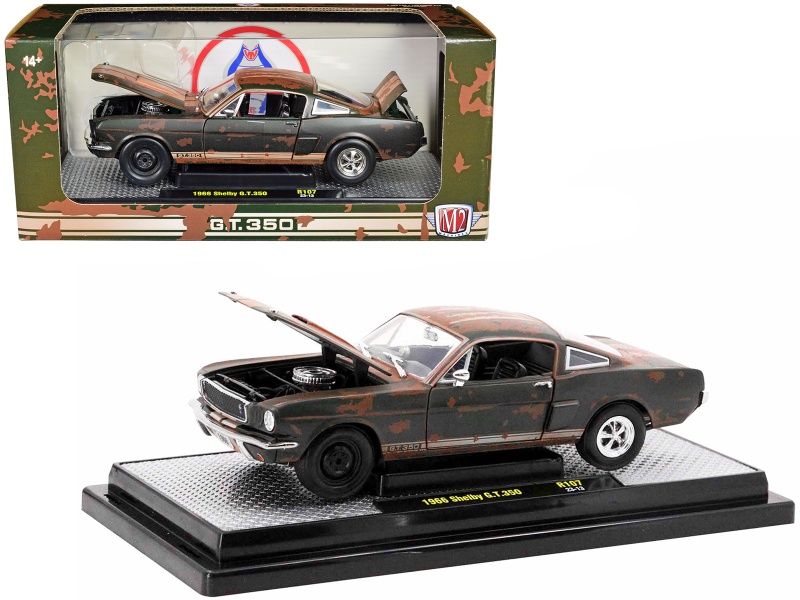 1966 Shelby GT350 Ivy Green With Wimbledon White Stripes (Rusted) Limited Edition Diecast Model Car