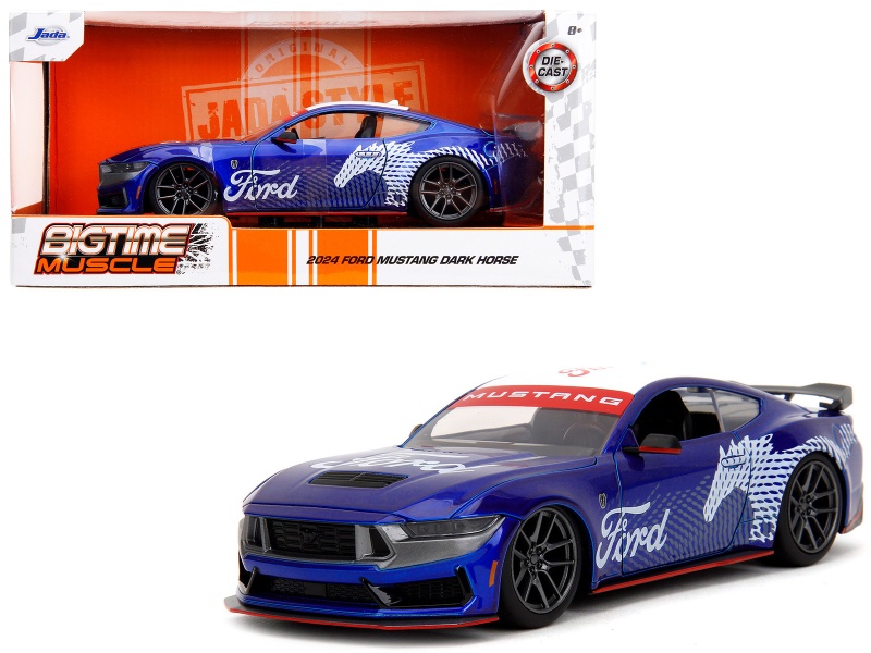 2024 Ford Mustang Dark House Candy Blue with White Top Diecast Model Car by Jada