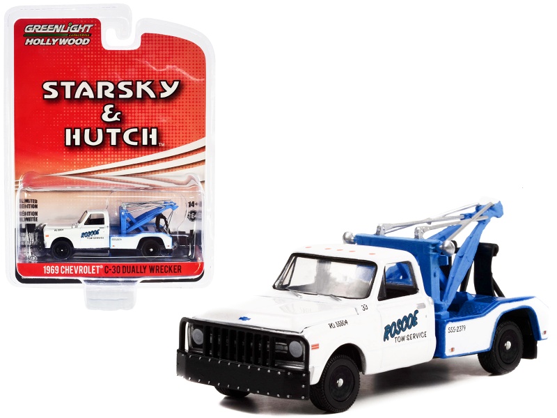 1969 Chevrolet C-30 Dually Wrecker Tow Truck White "Roscoe Tow" "Starsky And Hutch" (1975-1979) Tv Series Hollywood Special Edition Series 2 1/64 Diecast Model Car By Greenlight