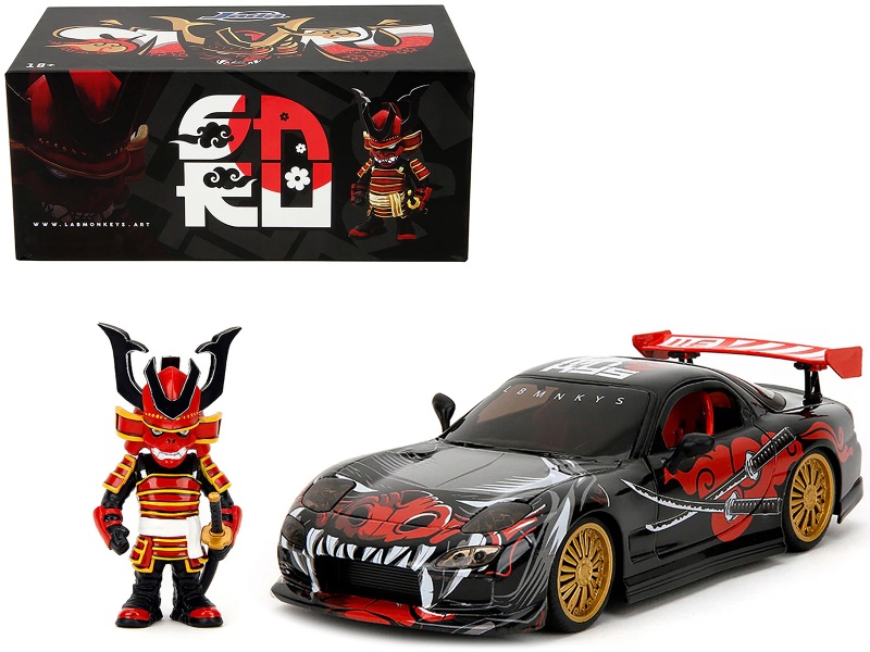 1993 Mazda Rx-7 Black With Graphics "Lab Monkeys" Diecast Model Car