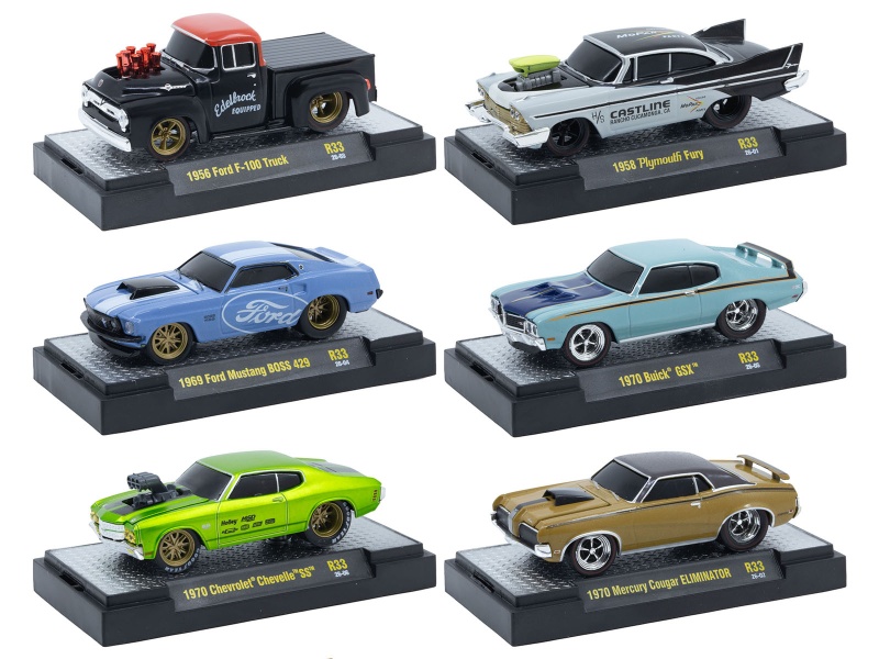 "Ground Pounders" 6 Cars Set Release 33 In Display Cases Limited Edition 1/64 Diecast Model Cars By M2 Machines