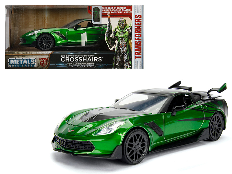2016 Chevrolet Corvette Crosshairs Green From "Transformers" Movie 1/24 Diecast Model Car By Jada Metals