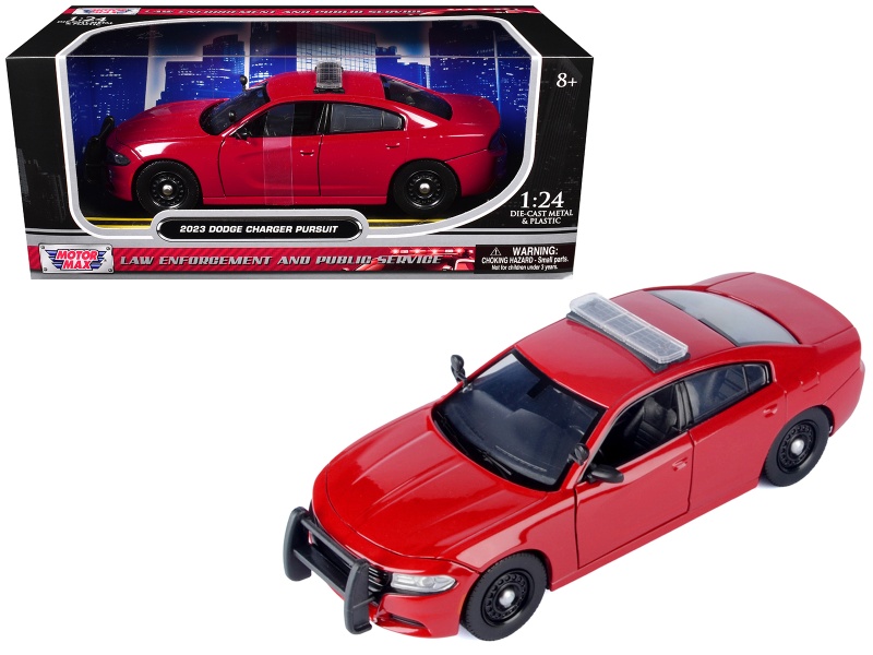2023 Dodge Charger Pursuit Police Car Red "Law Enforcement And Public Service" Series 1/24 Diecast Model Car By Motormax