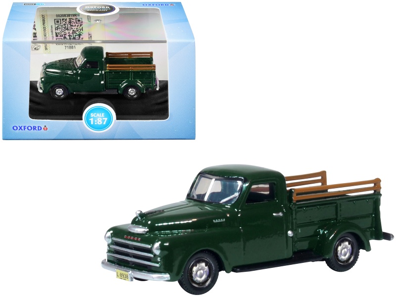 1948 Dodge B-1B Pickup Truck Dark Green 1/87 (Ho) Scale Diecast Model Car By Oxford Diecast