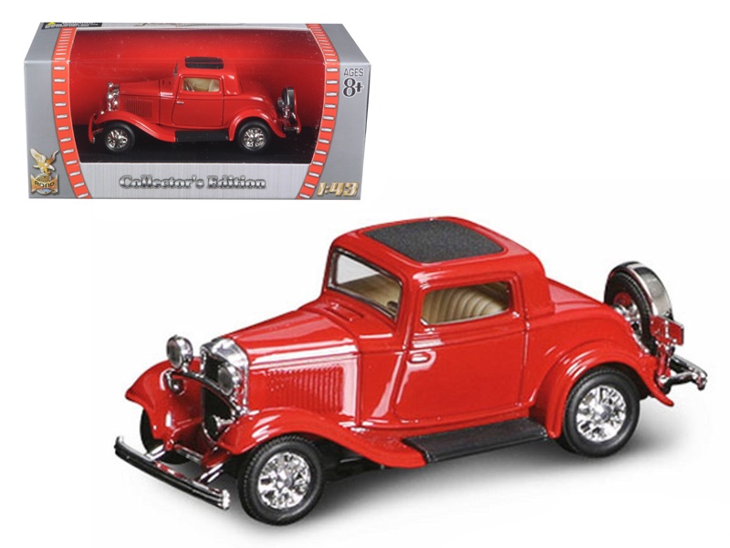 1932 Ford 3-Window Coupe Red 1/43 Diecast Model Car By Road Signature
