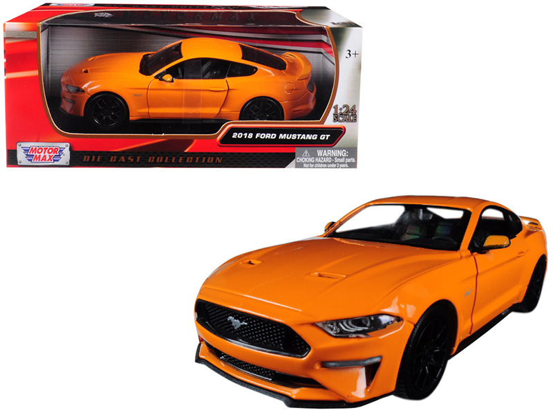 2018 Ford Mustang Gt 5.0 Orange With Black Wheels 1/24 Diecast Model Car By Motormax