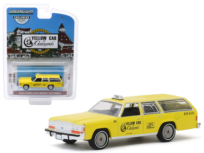 1988 Ford Ltd Crown Victoria Wagon Taxicab "Yellow Cab Of Coronado" (California) "Hobby Exclusive" 1/64 Diecast Model Car By Greenlight