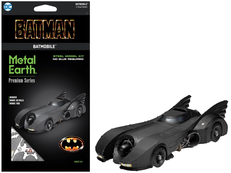 Model Kit 1989 Batmobile Black "Batman" (1989) Movie (Challenging Difficulty) Steel Model By Metal Earth
