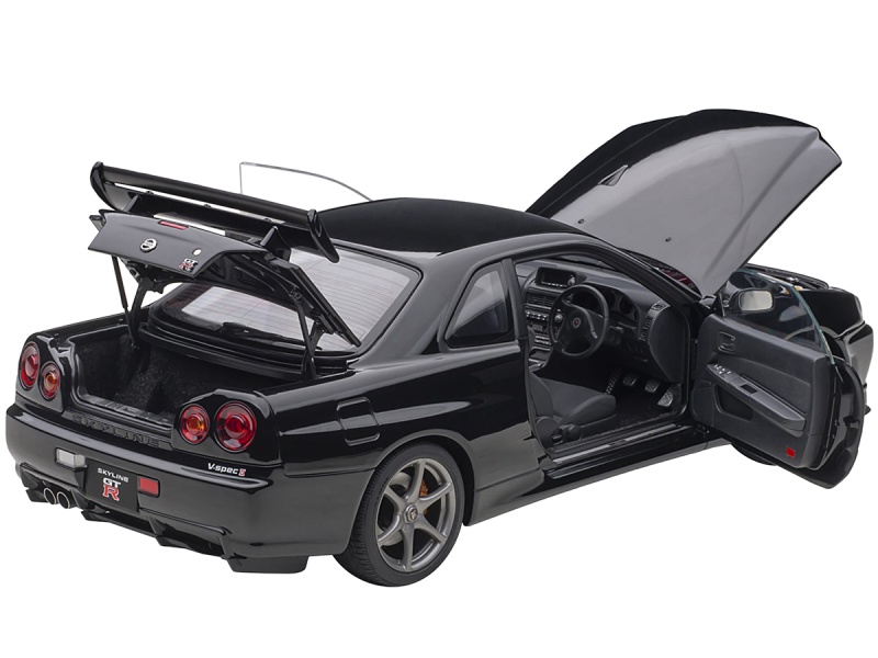 Nissan Skyline Gt-R (R34) V-Spec Ii Rhd (Right Hand Drive) Black Pearl 1/18 Model Car By Autoart