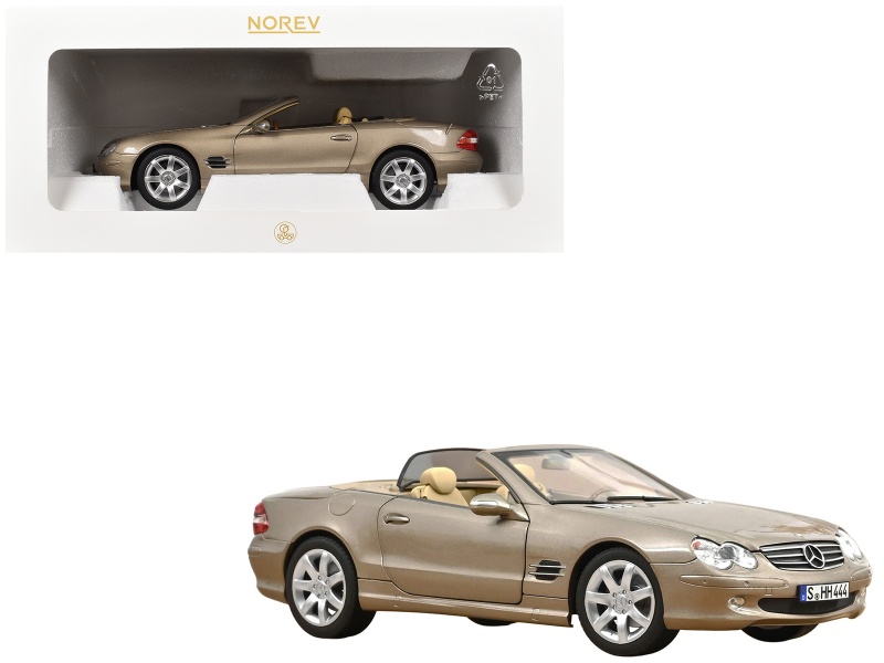 2003 Mercedes-Benz Sl 500 Type R230 Travertine Beige Metallic 1/18 Diecast Model Car By Norev