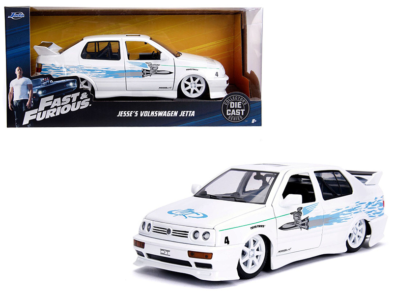 Jesse's Volkswagen Jetta White With Graphics "Fast & Furious" Movie 1/24 Diecast Model Car By Jada