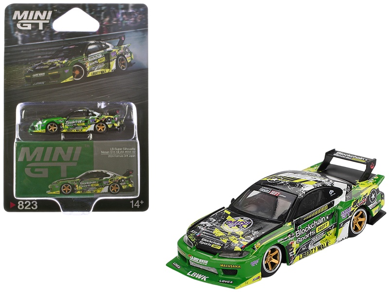 Nissan "Lb-Super Silhouette" S15 Silvia Rhd (Right Hand Drive) #555 "V2" Yukio Fausto "Formula Drift Japan" (2024) Limited Edition 1/64 Diecast Model Car By Mini Gt
