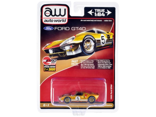 1966 Ford GT40 RHD (Right Hand Drive) #5 Gold Diecast Model Car - Limited Edition by Autoworld