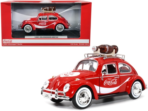 1966 Volkswagen Beetle Red Diecast Model Car with Roof Rack and Accessories by Motor City Classics