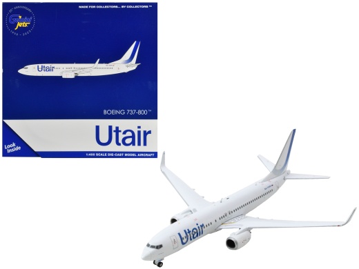 Boeing 737-800 Commercial Aircraft 'Utair' White with Blue Tail Stripes 1/400 Diecast Model Airplane by Geminijets