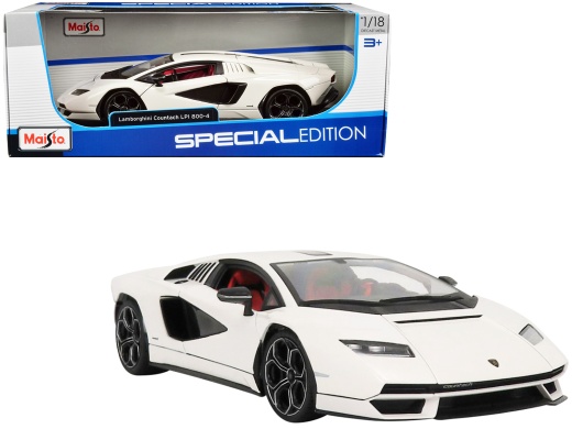 Lamborghini Countach Lpi 800-4 White With Black Accents And Red Interior "Special Edition" 1/18 Diecast Model Car By Maisto
