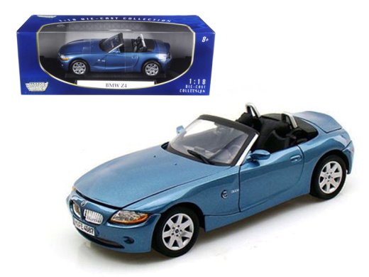 BMW Z4 Convertible Blue 1/18 Diecast Model Car By Motormax