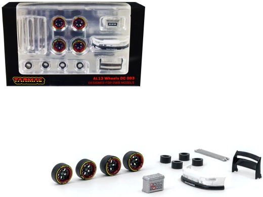 Tarmac Works AL13 Wheels DC 003 Red and Black Wheels and Parts