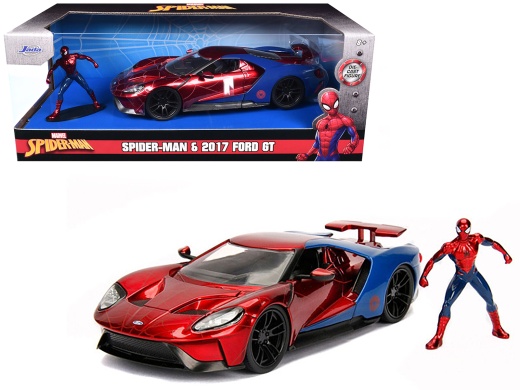 2017 Ford GT with Spider Man Diecast Figurine - Marvel Series 1:24