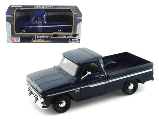 1966 Chevrolet C10 Fleetside Pickup Truck Dark Blue 1/24 Diecast Car Model