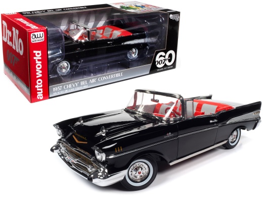 1957 Chevrolet Bel Air Convertible Onyx Black James Bond 007 Diecast Model Car